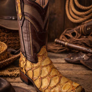 Bota Vaquera Premium de Piel Exótica Modelo Imperial Oro